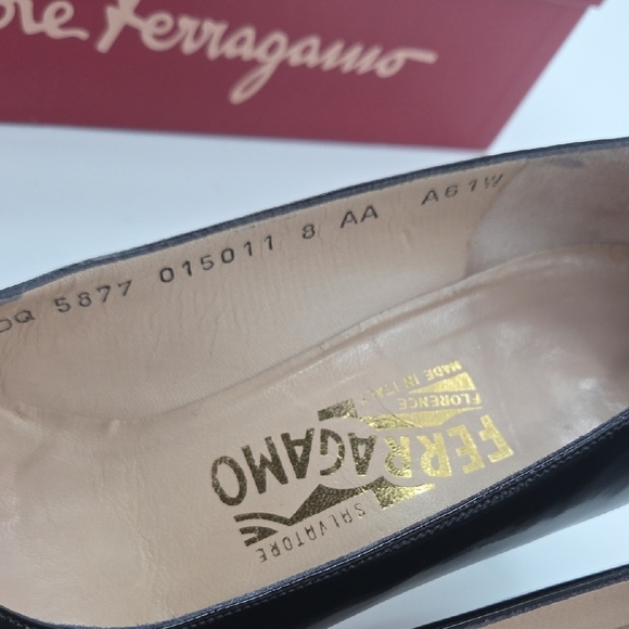 Salvatore Ferragamo Black Heels with Gold Trim - Picture 5 of 12